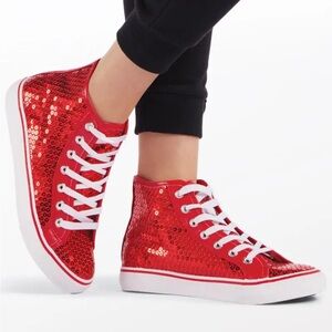 New, never worn! Balera Hi top Dance Sneakers in Red Sequin